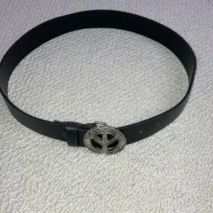 Accessories | Peace Sign Metal Buckle Leather Belt Made In  display picture 3